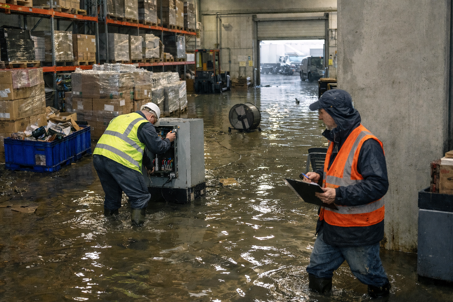A flooded warehouse. What to do after warehouse flood
