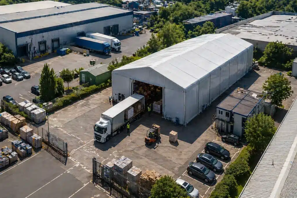temporary-building-operational-recovery-aerial-view Temporary building for operational recovery. How long can a temporary building be used for?